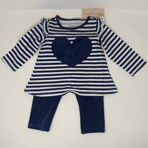 First Impressions – Infant Girl 2-Piece Outfit | Heart Theme (3–6 Months)